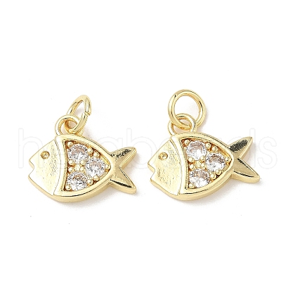 Brass Micro Pave Cubic Zirconia Charms KK-C104-08G-1