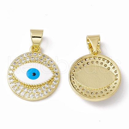 Rack Plating Brass Micro Pave Clear Cubic Zirconia Pendants ZIRC-C041-29G-1