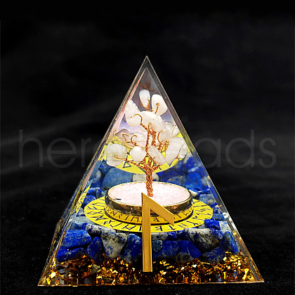 Viking Rune Symbol-Water Orgonite Pyramid Resin Display Decorations DJEW-PW0006-02R-1