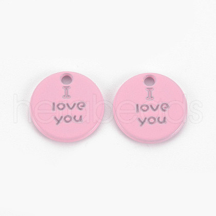 Spray Painted Alloy Charms for Valentine's Day PALLOY-Q433-027B-RS-1