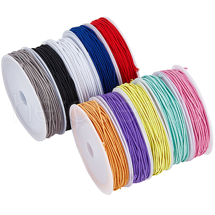 SUNNYCLUE 1 Group 10 Colors Round Polyester Elastic Cord EC-SC0001-01-1