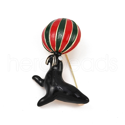 Sea Lion Playing Ball Enamel Pins JEWB-M070-01G-1