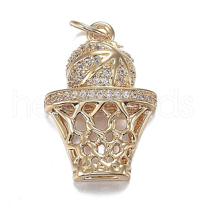Brass Micro Clear Cubic Zirconia Pendants ZIRC-F120-034G-1