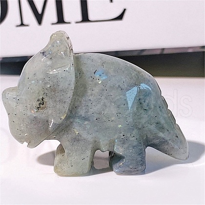 Natural Labradorite Carved Healing Rhinoceros Figurines PW-WG88972-05-1