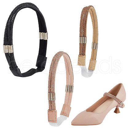 DELORIGIN 3 Pairs 3 Colors Elastic Imitation Leather Shoelace Bands FIND-DR0001-15B-1