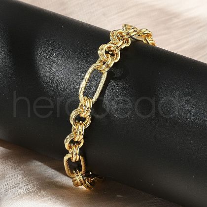 Brass Figaro Chains Bracelets for Women Men BJEW-K273-14G-1