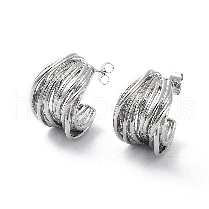 Non-Tarnish 304 Stainless Steel Stud Earrings EJEW-D095-09P-1