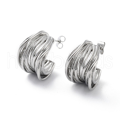 304 Stainless Steel Stud Earrings EJEW-D095-09P-1