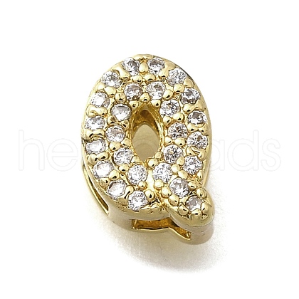 Brass Micro Pave Cubic Zirconia Letter Multi-Strand Links KK-D295-32G-17-1