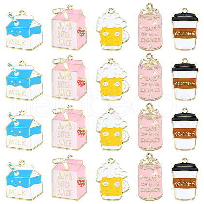 20Pcs 5 Styles Alloy Enamel Pendants ENAM-CJ0005-04-1