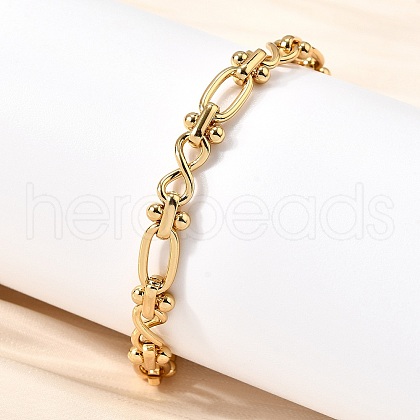 304 Stainless Steel Oval & Infinity Link Chain Bracelets for Women BJEW-K226-14A-G-1