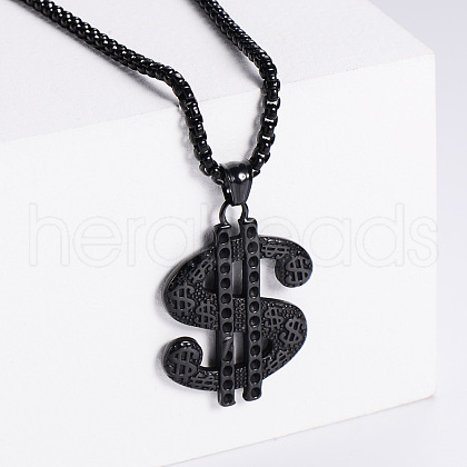 Stainless Steel Dollar Sign Pendant Necklaces for Men YU7813-3-1