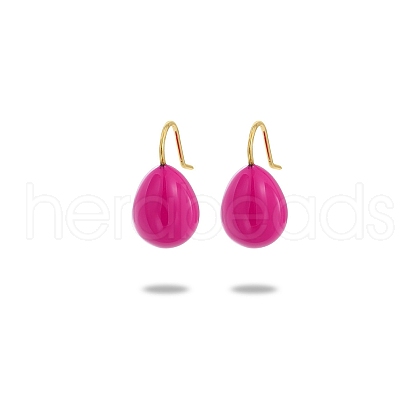 304 Stainless Steel Enamel Teardrop Dangle Earrings for Women EJEW-U023-01G-04-1