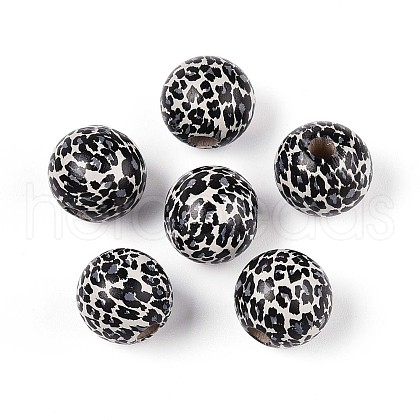Printed Schima Wood Beads WOOD-N017-01B-1