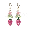Flower 304 Stainless Steel Glass Seed Beads Dangle Earrings EJEW-MZ00470-05-2