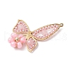 Natural Rose Quartz & Glass Seed Beads Pendants PALLOY-MZ00309-3