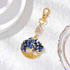 Natural Lapis Lazuli Chips Beads & Alloy Tree of Life Pendant Decorations HJEW-JM03129-02-1