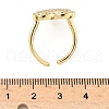 Heart Brass Micro Pave Cubic Zirconia Cuff Rings for Women RJEW-A069-12G-7
