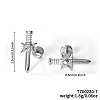 Stainless Steel Clear Cubic Zirconia Sword with Moon Stud Earrings AE8260-5-2