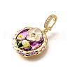 Brass Micro Pave Cubic Zirconia & Enamel Pendants KK-R222-09G-03-2