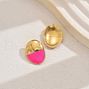 Stainless Steel Enamel Oval Stud Earrings BE6015-3-3
