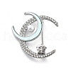 Alloy Crystal Rhinestone Double Moon Brooches JEWB-C037-03P-1