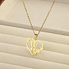201 Stainless Steel Flower Heart Initial Pendant Necklaces for Women FS-WG08285-09-1