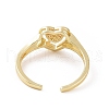 Clear Cubic Zirconia Heart Open Cuff Ring RJEW-G283-10G-3