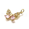 Rack Plating Brass Micro Pave Cubic Zirconia Pendants KK-D343-05G-2