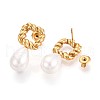304 Stainless Steel Shell Pearl Stud Earrings EJEW-T047-04G-2