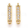 Brass Micro Pave Clear Cubic Zirconia Connector Charms KK-N261-79G-1