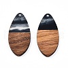 Transparent Resin & Walnut Wood Pendants RESI-N025-032-C-4