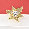 Brass Micro Pave Cubic Zirconia Cuff Rings for Women RJEW-F184-02G-1