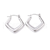 Non-Tarnish 304 Stainless Steel Rhombus Hoop Earrings for Women EJEW-G293-21P-1