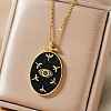 Elegant Brass Pave Clear Cubic Zirconia with Enamel Lucky Eye Necklaces RW8317-3-3