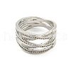 Long-Lasting Plated Brass Micro Pave Cubic Zirconia Wide Band Finger Rings RJEW-I103-052P-2