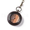 Ebony Wood Pocket Watch with Brass Curb Chain and Clips WACH-D017-A17-01AB-03-2