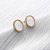 304 Stainless Steel Natural White Shell Stud Earrings EJEW-Z103-02G-02-1