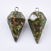 Synthetic Gold Line Regalite/Imperial Jasper/Sea Sediment Jasper Pointed Pendants G-S329-081D-2