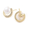 Flat Round Brass with Glass with Stud Earrings EJEW-Q800-09KCG-2