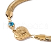 Enamel Evil Eye Link Bracelet with Flat Snake Chains BJEW-P284-06A-G-2