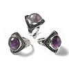 Natural Amethyst Adjustable Rings G-P560-03AS-07-4