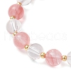 3Pcs Natural Quartz Crystal & Amethyst & Cherry Quartz Glass & Rose Quartz Round Beaded Stretch Bracelets BJEW-JB11935-6