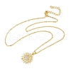 Brass Micro Pave Clear Cubic Zirconia Sun Pendant Necklaces for Women NJEW-S449-05A-G-4