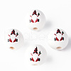 Painted Natural Wood Round Beads X1-WOOD-N006-177-2