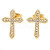 Rack Plating Cross Brass Pave Clear Cubic Zirconia Stud Earrings EJEW-S245-01G-A-1