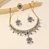 Flat Round Alloy & Rhinestone & Plastic Pearl Pendant Necklace & Dangle Earring & Ring FS-WG6E6AA-01-2