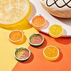 6Pcs 3 Colors Flat Round Resin Fruit Pendants RESI-YW0001-44-5