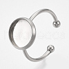 Tarnish Resistant 201 Stainless Steel Cuff Finger Rings Components X-STAS-T047-19B-3