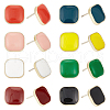 ANATTASOUL 8 Pairs 8 Colors Alloy Enamel Square Stud Earrings with 925 Sterling Silver Pins EJEW-AN0004-71-1